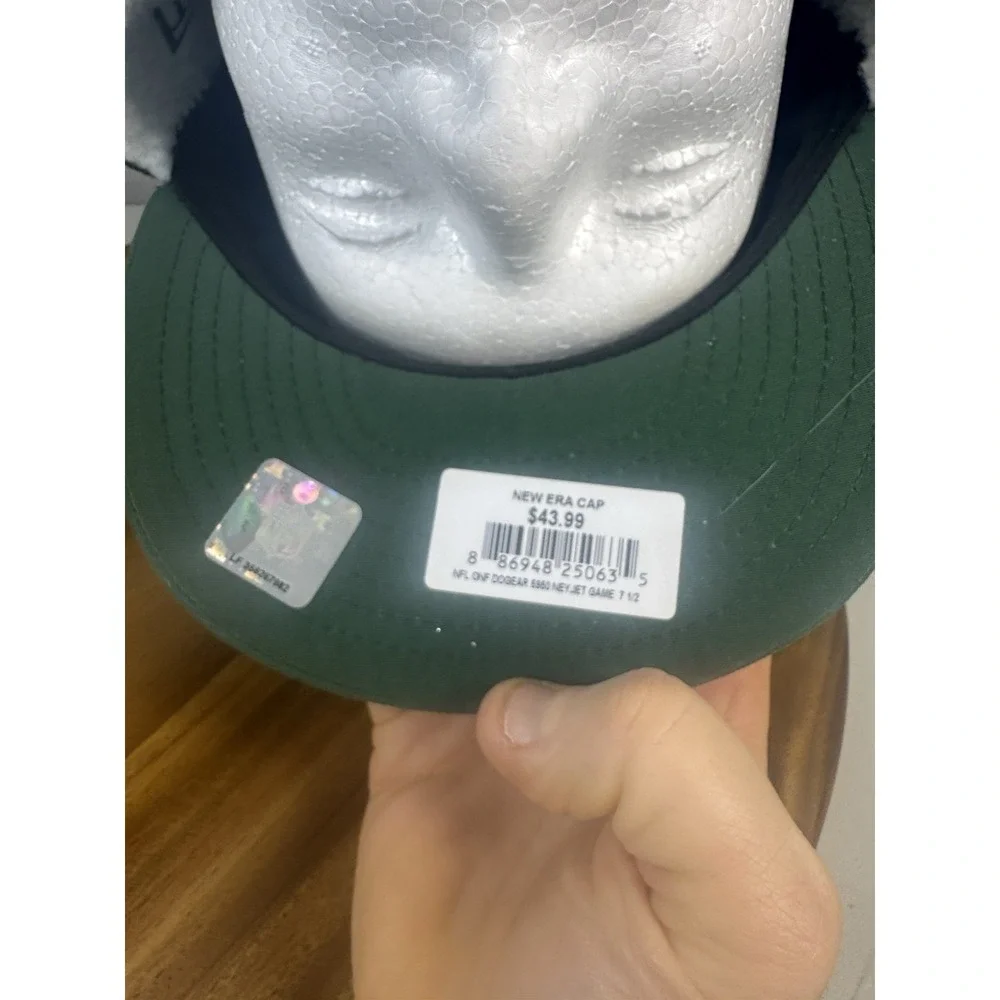 New Era‎ 59Fifty New York Jets Fitted Dog ear Hat Size 7 1/2 Black NFL AFC Cap